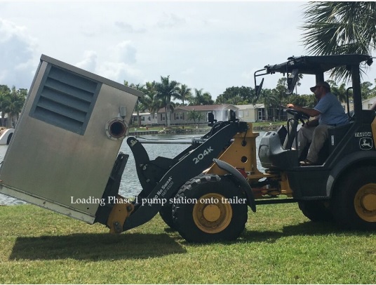 0081-Golf Rejuv – 20180427 – loading Phase 1 pump onto trailer